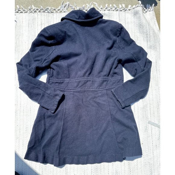 Free People Pea Coat Women Small Navy Blue Two Button Long Sleeve Collar Pockets - Picture 4 of 13